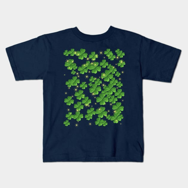 Four-Leaf Clover Design: Sparkle in Golden Elegance Kids T-Shirt by Lighttera